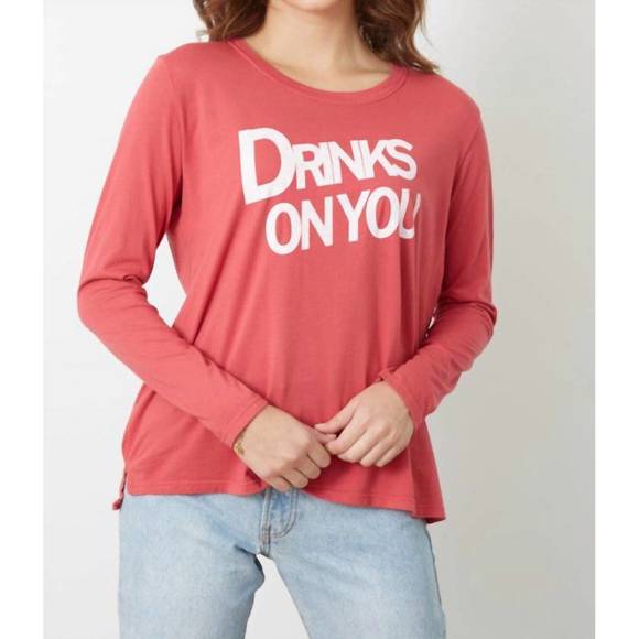 NEW GOOD HYOUMAN suzanne long sleeve tee in drinks on you - Picture 1 of 1